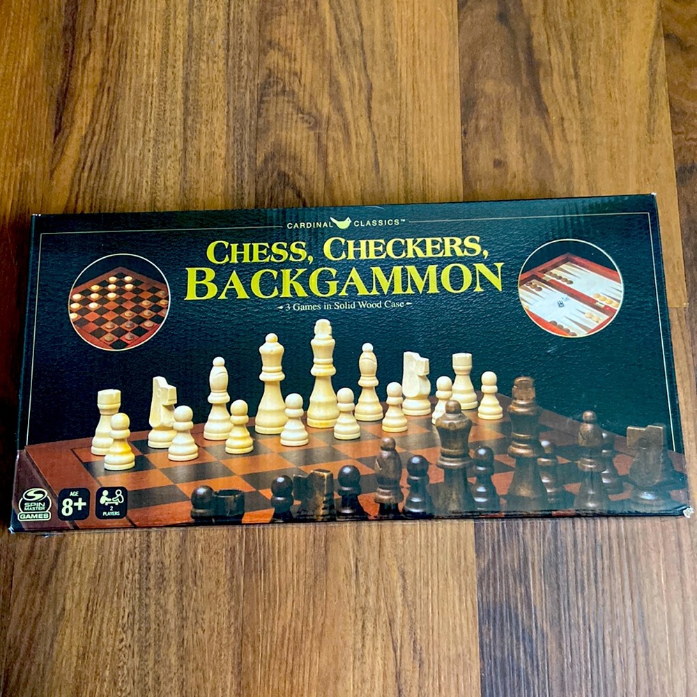 3 wood games in 1! Chess ♟️, Checkers, & Backgammon